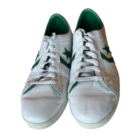White and Green Retro Converse Men’s 12 Leather Sneakers Boston Celtics NBA - Picture 3 of 8